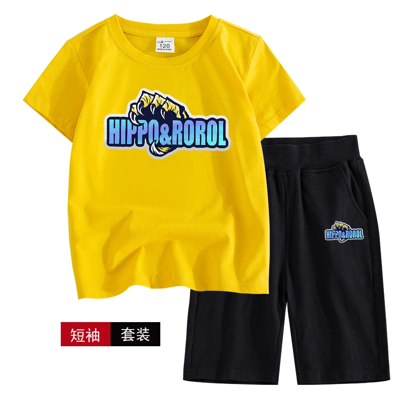 儿童短袖套装夏季薄款中大童休闲运动装儿童韩版帅气t恤裤子两件