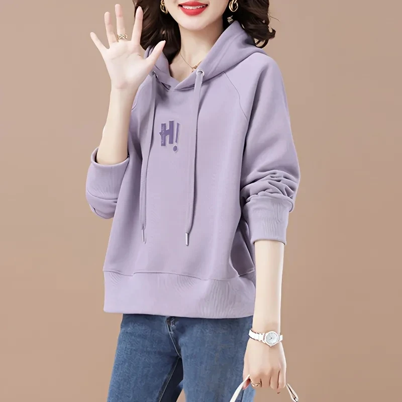 【纯棉时尚宽松休闲洋气百搭连帽卫衣】女春季新款薄短款上衣外套