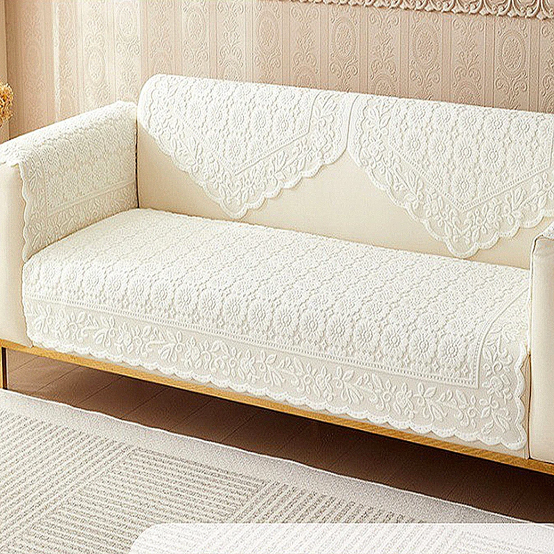 蕾丝镂空沙发巾防尘防滑四季 沙发坐垫三角靠背扶手盖布纱巾套罩