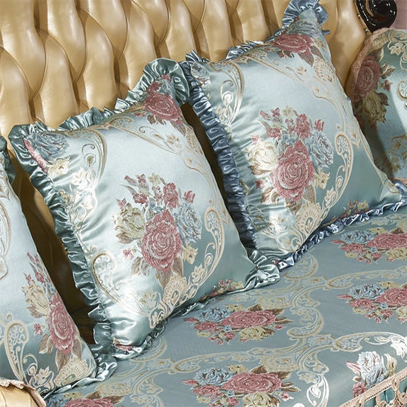 新埃莉诺四季通用沙发抱枕套欧式 雪尼尔提花中式靠垫腰枕靠包套