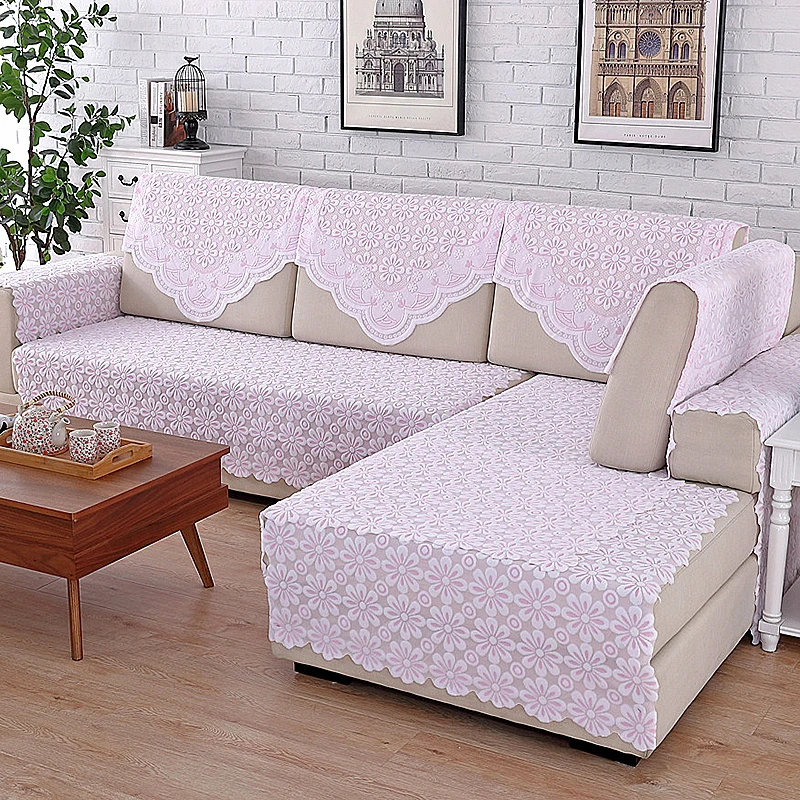 24针加厚蕾丝纱沙发巾四季防尘 沙发坐垫靠背扶手盖巾长方三角形