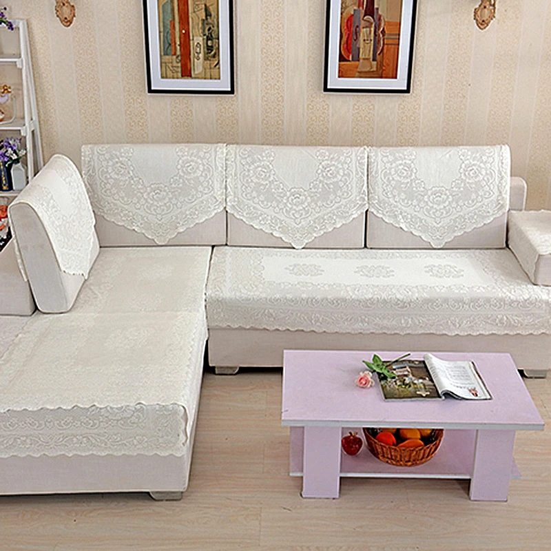 防尘蕾丝镂空纱冰丝沙发巾 三角方形沙发坐垫套罩盖布靠背扶手巾