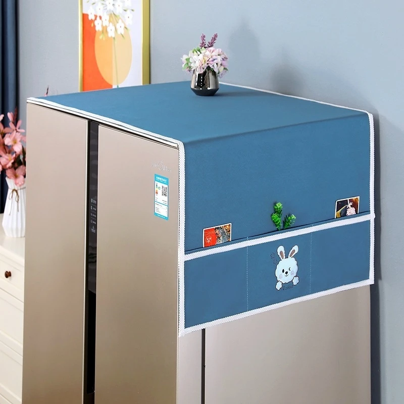 双开门冰箱盖布防尘布单开门冰箱保护罩盖巾收纳袋欧式顶布盖巾罩