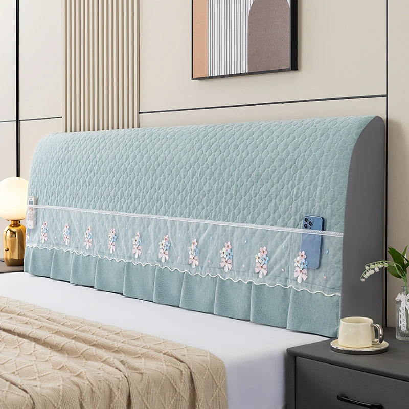 轻奢床头罩新款通用能防尘保护套全包夹棉简约实木软包床头靠背套