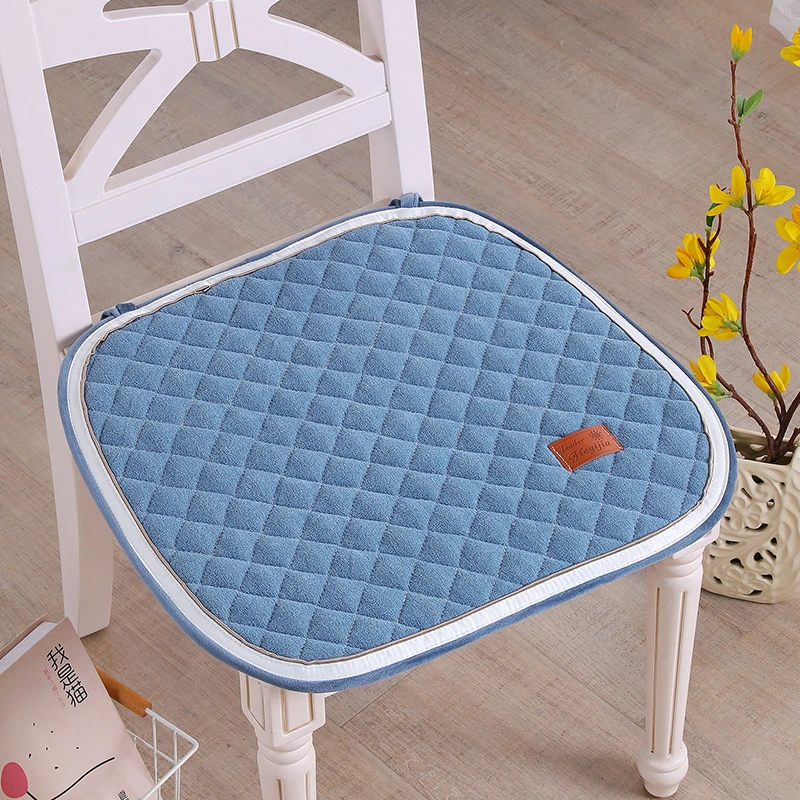 加厚简约纯色单垫椅子垫透气 有绑带绳餐椅垫子办公室餐厅椅垫座
