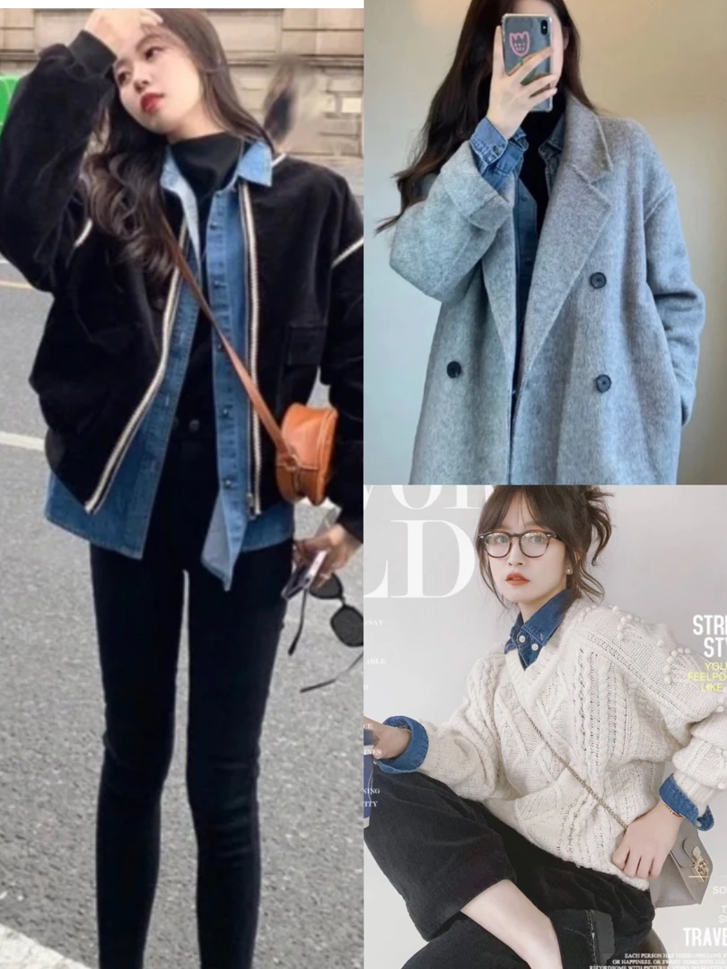 伊～「爆款单品」2024秋季新款四季百搭牛仔衬衣