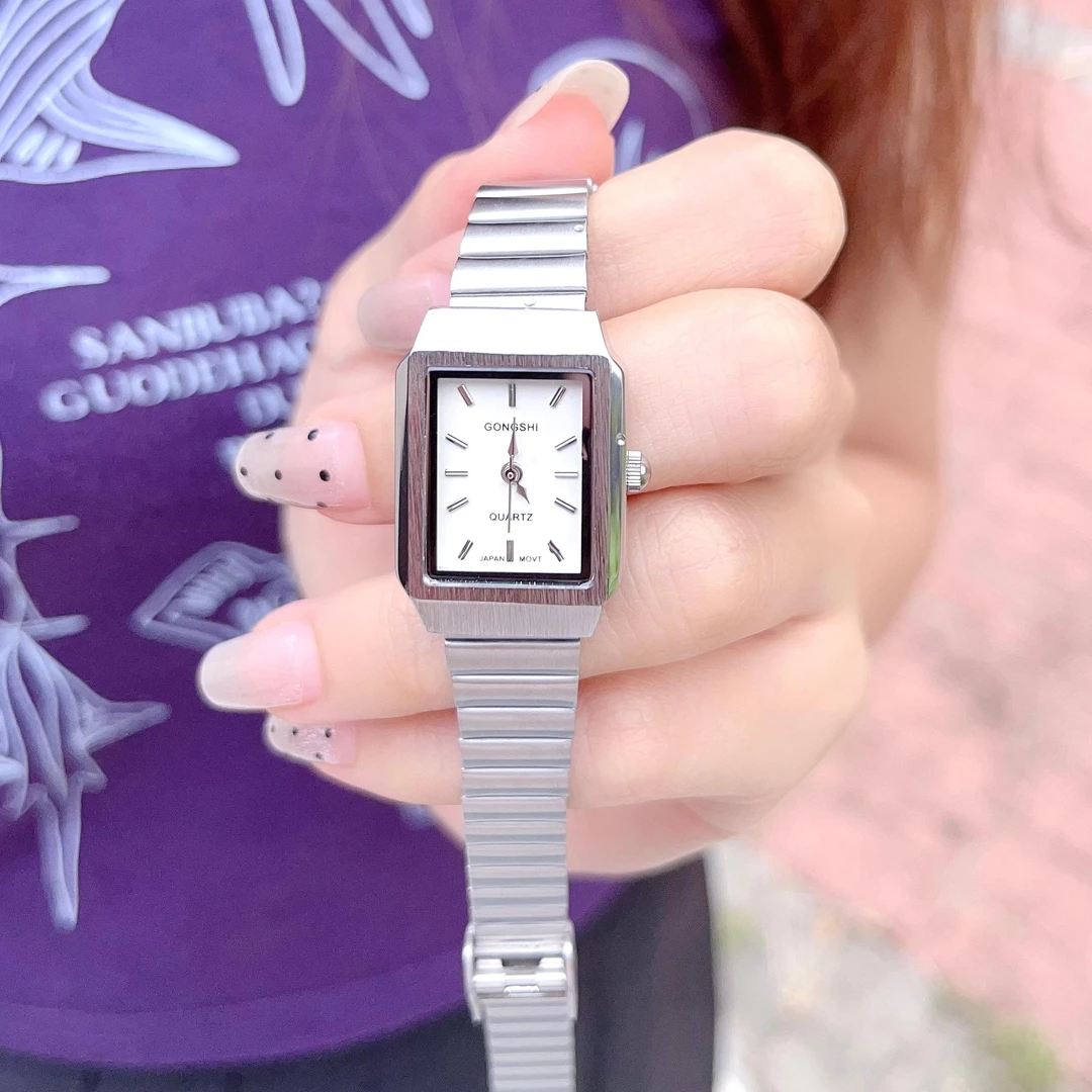 孙俪同款法式进口小众轻奢气质百搭学生考试静音防水方形石英表女