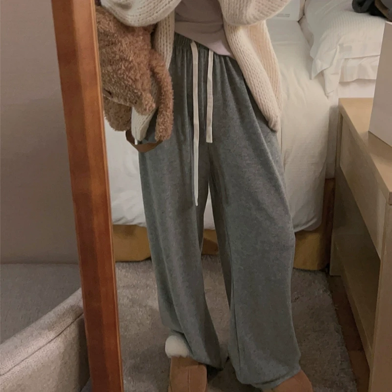 Yukiss直播【糯叽叽直腿裤！软绵绵质感阔腿裤】抽绳直腿裤A3443