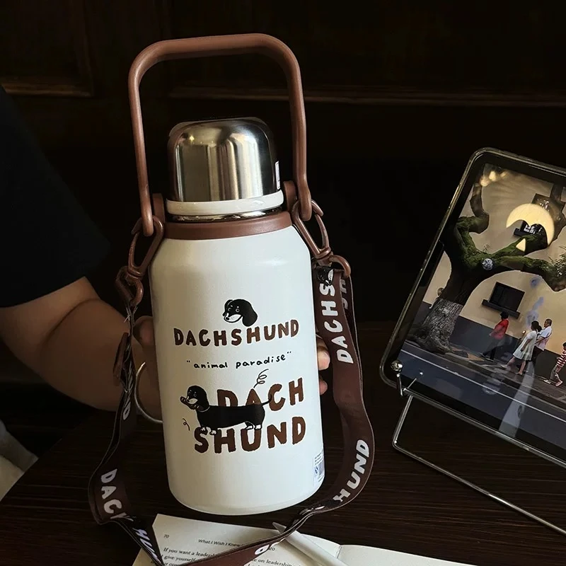 【丽姐补贴】帝怡直饮大容量手提壶保温杯熊猫腊肠小狗杯1222