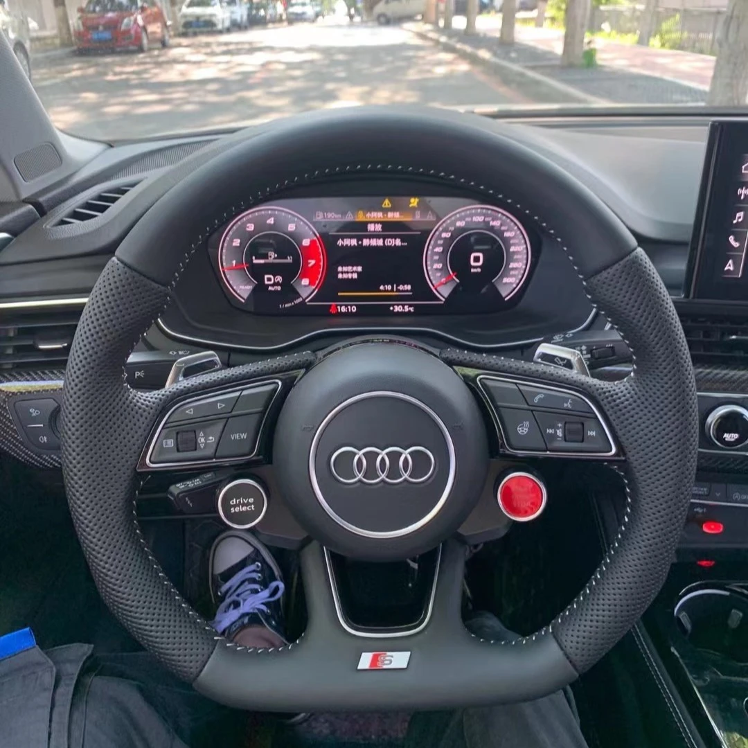 适用于奥迪17-23款A4/A5方向盘加装一键启动R8按钮RS方向盘车品