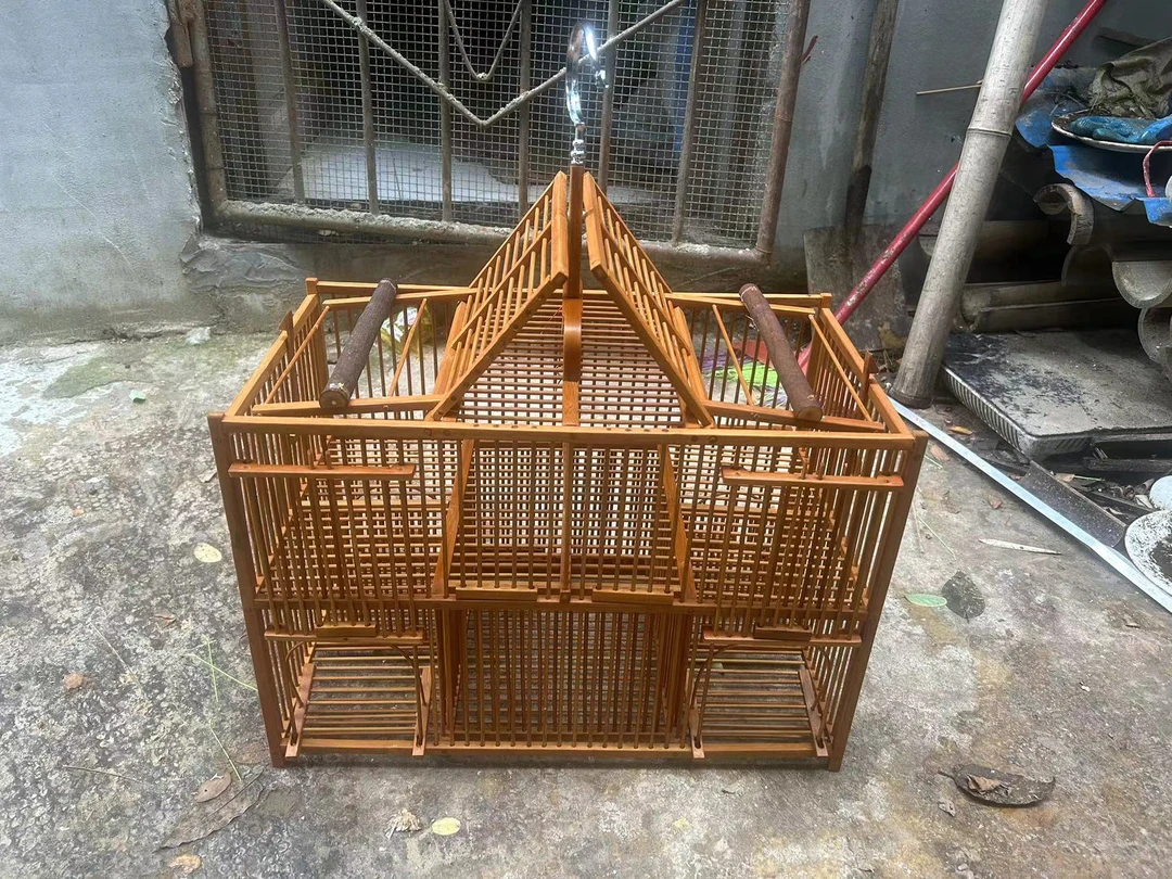 黄斗鸟画眉鸟通用踏笼伯劳麻雀石燕颠壳通用鸟笼上山笼子手工竹制