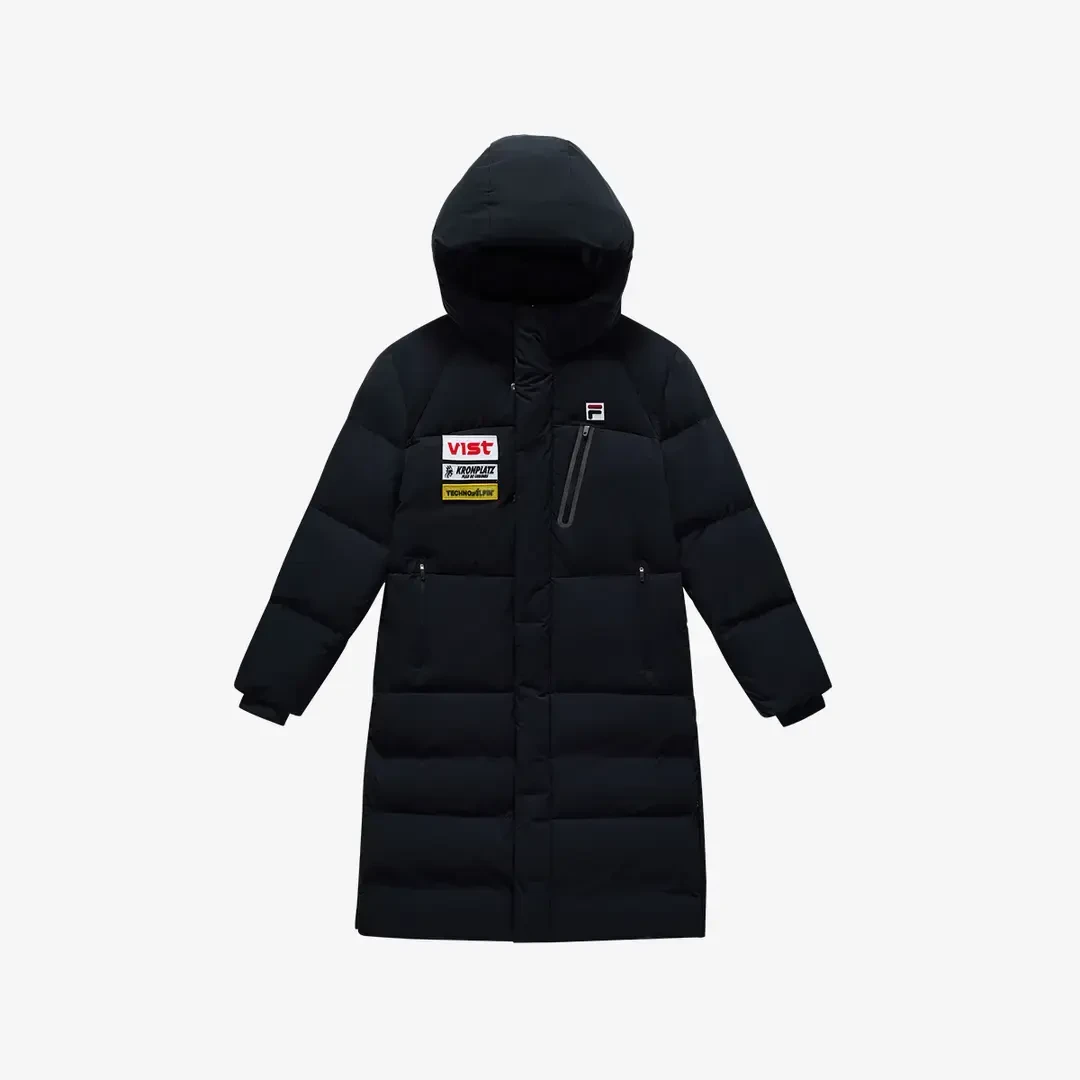 FILA斐乐儿童羽绒服【四方联名】秋冬加厚长款鹅绒连帽款K12B443911