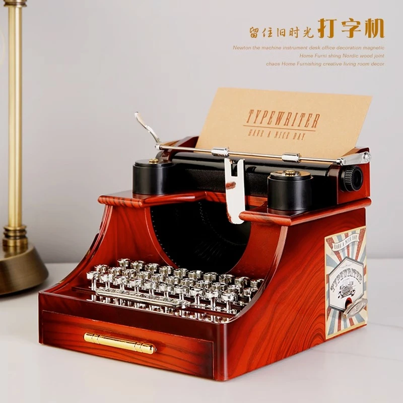 【爆款】打字机机八音盒复古老式仿真生日礼家居摆件装饰礼品