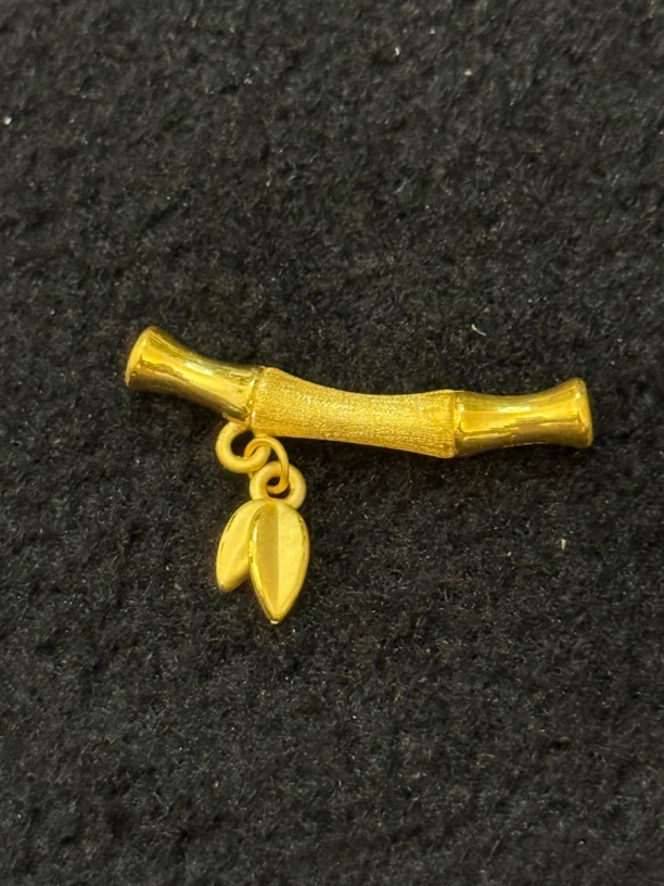 足金999纯黄金竹节竹叶可自由diy