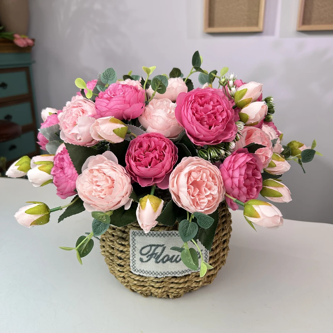 高档仿真花洋牡丹餐桌花茶几电视柜花架装饰绢花假花家居装饰花艺