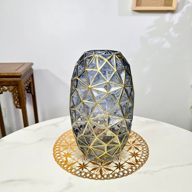 新款轻奢简约欧式琉璃花瓶水培玻璃花瓶花插家居装饰摆件花插花器