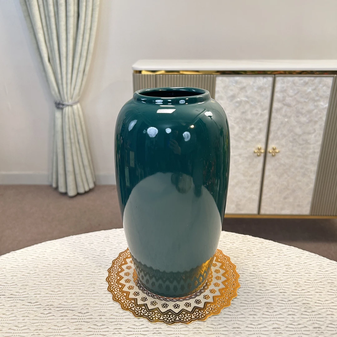 景德镇简约现代绿色家居装饰品插干花仿真花水养陶瓷花瓶玄关摆件