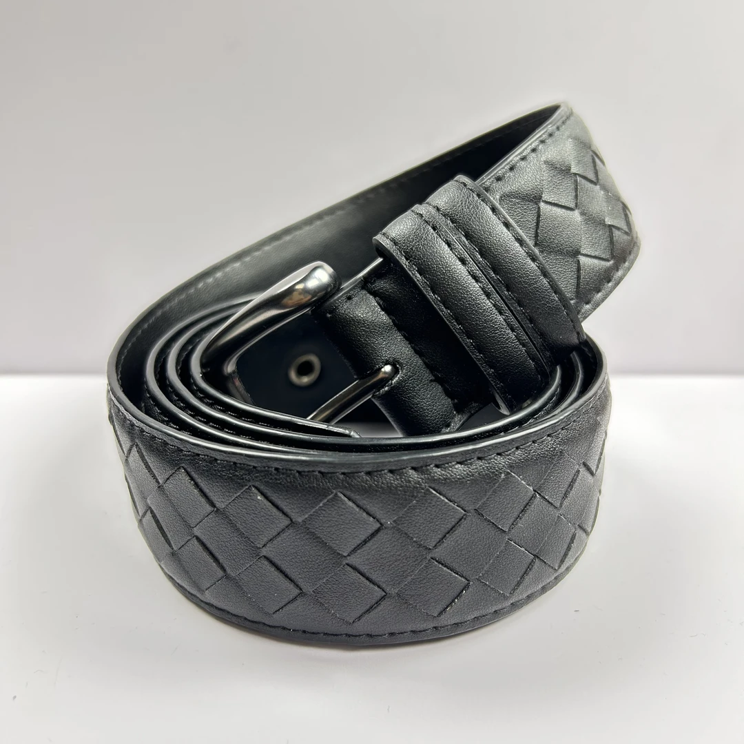 男士针扣款腰带真皮皮带编织带黑色经典时尚百搭休闲带扣灰色
