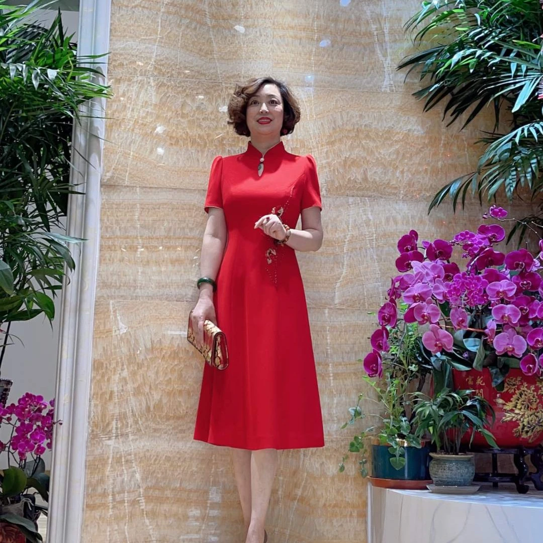 慕天姿170307喜妈妈喜婆婆婚礼礼服洋气收腰显瘦时尚婚宴