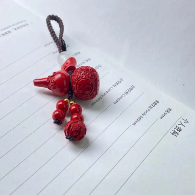 含辰砂工艺品高含量实心拉丝葫芦钥匙扣