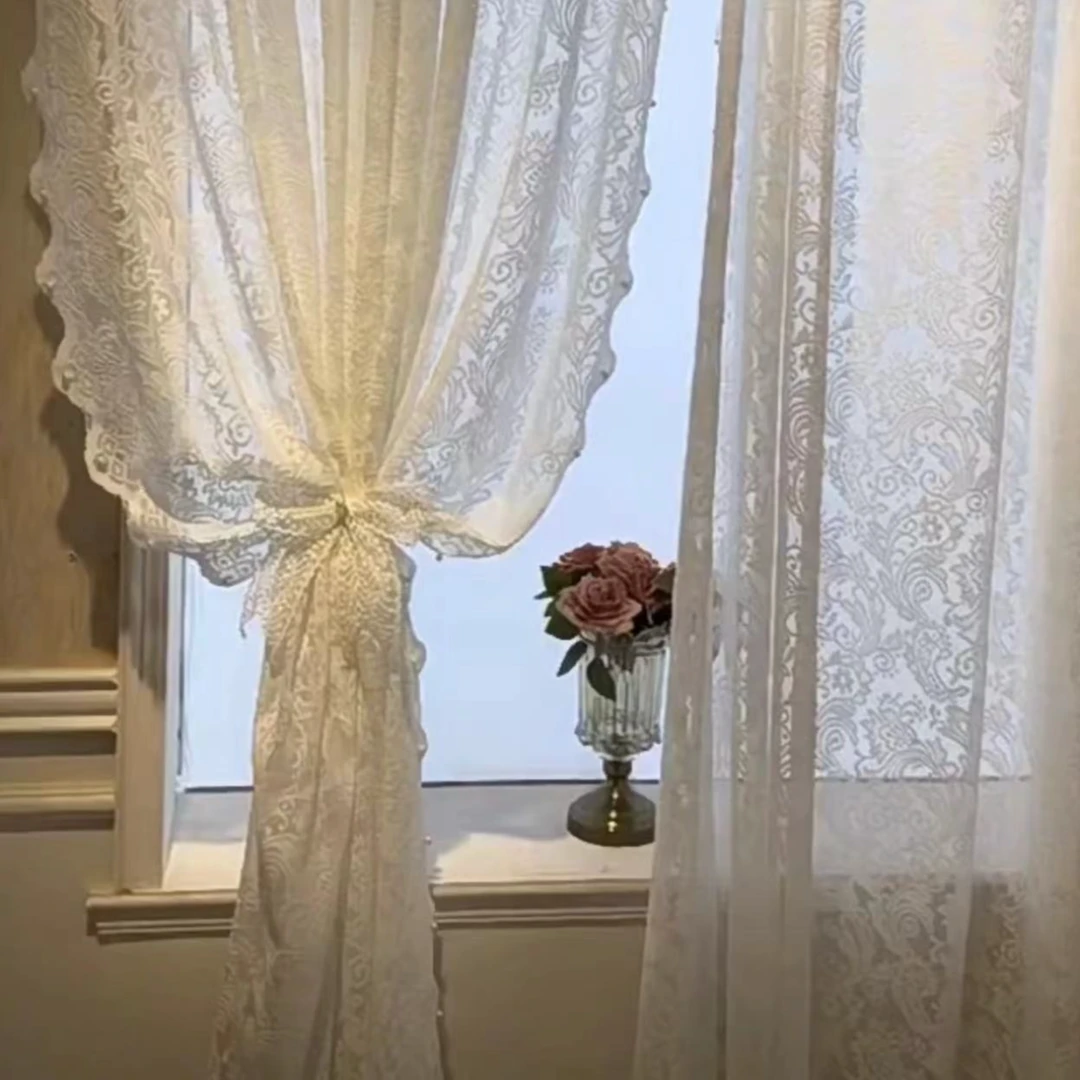 法式轻奢蕾丝凤尾纱原版加厚品质网红爆款阳台卧室窗纱