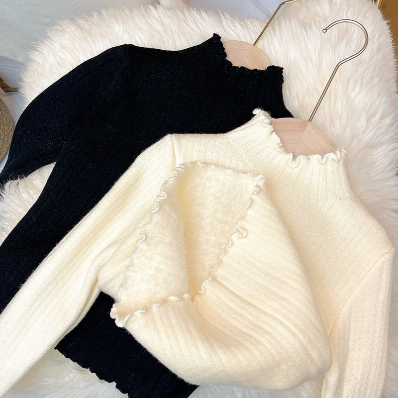 女童毛衣冬一体绒加厚线衣2023女宝宝加绒打底衫针织衫上衣打底衣