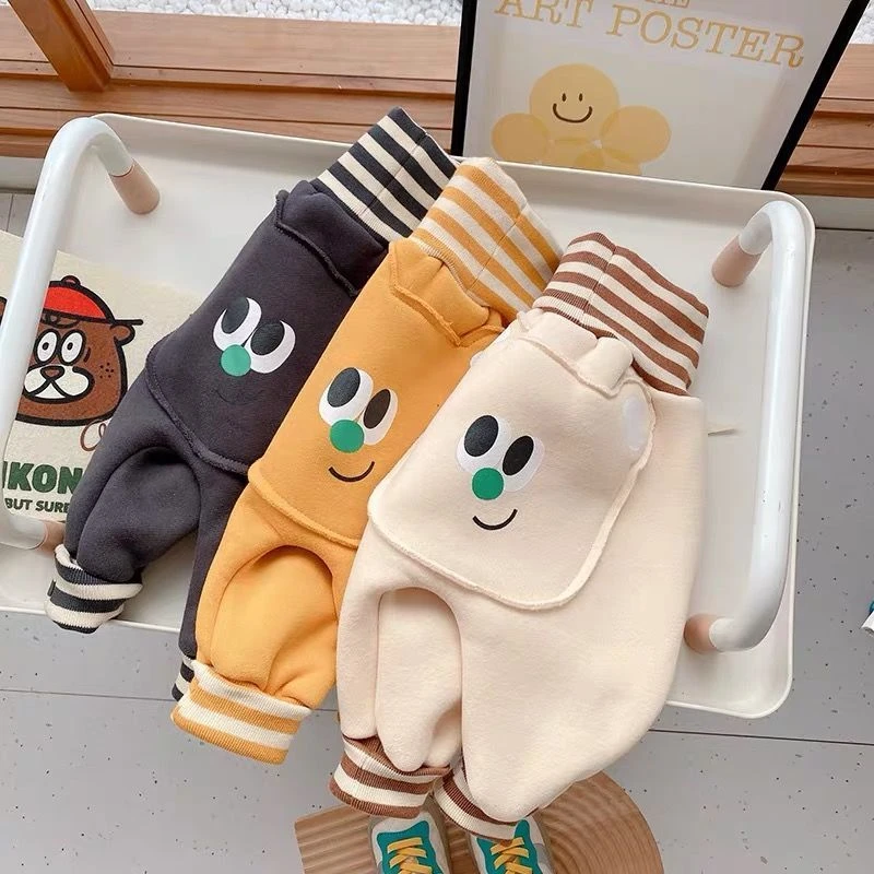 婴儿时髦大PP裤秋冬外穿男女宝宝韩版长裤新生儿抓绒休闲裤子YZZ