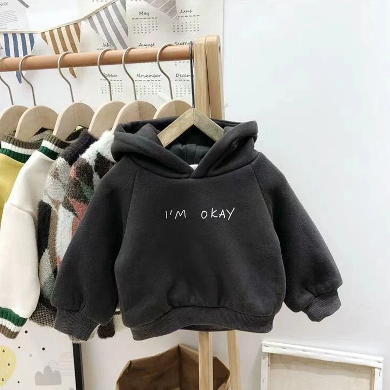 加绒连帽卫衣冬装宝宝加厚外套婴幼儿小童保暖打底衫儿童长袖男童