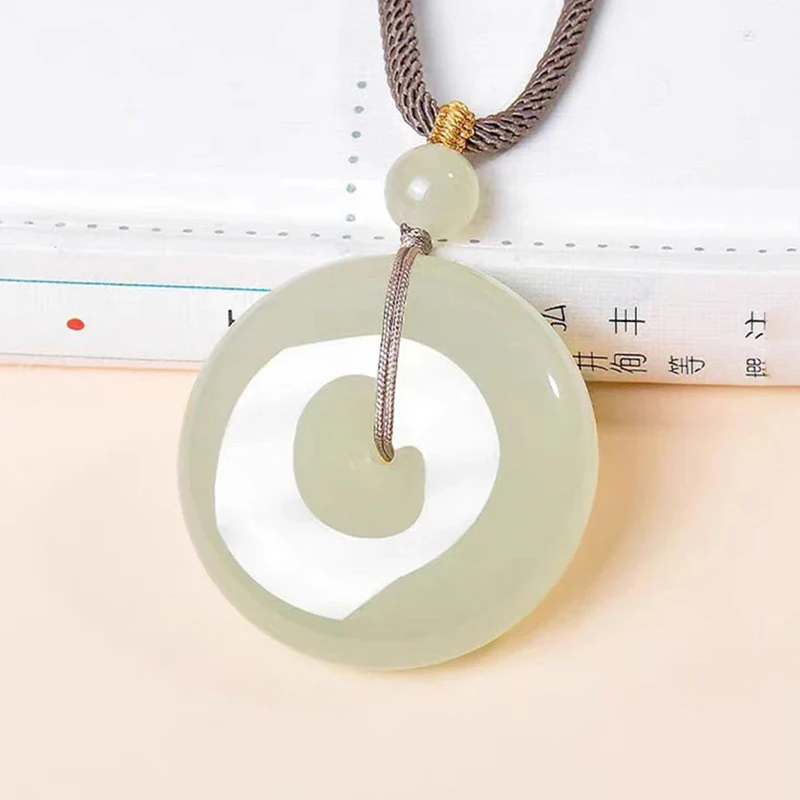 天然和田玉青白玉平安扣吊坠男士玉佩保真玉石挂件经典大气款颈饰