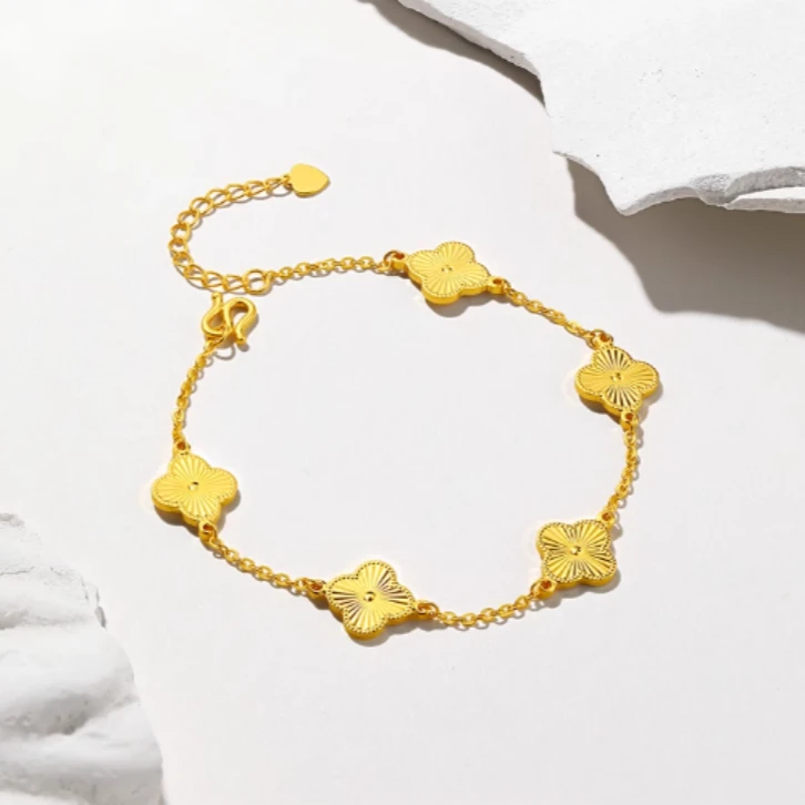 【赛菲尔sunfeel】赛菲尔万足®足金手链五花四叶草手链DDC20020128