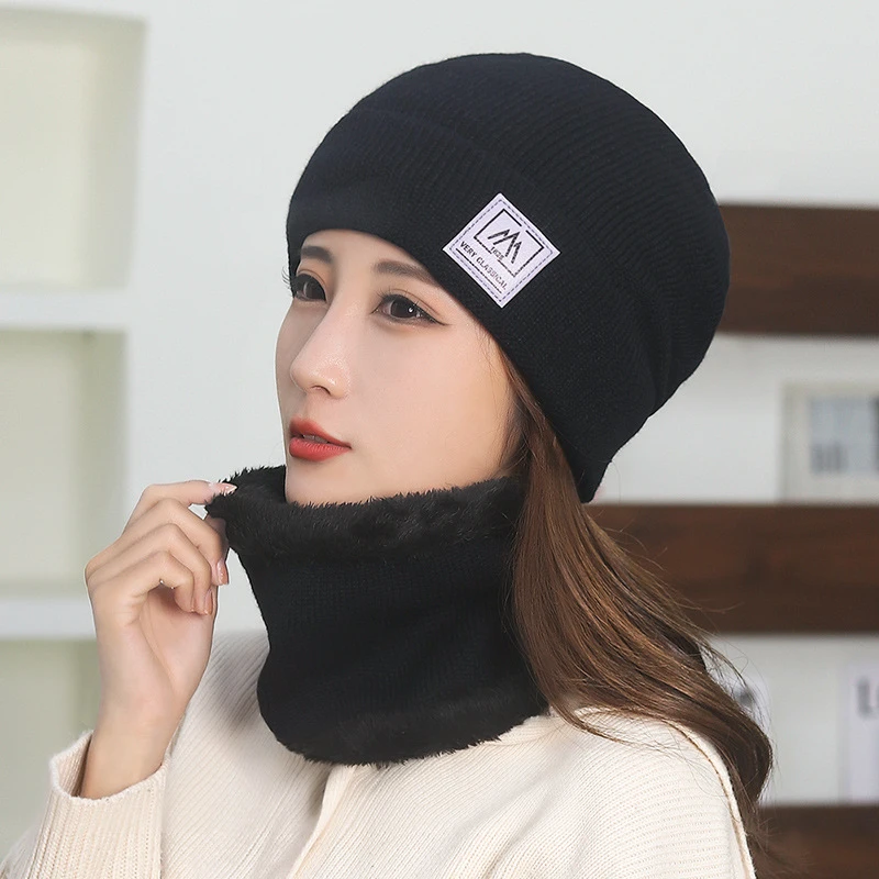 冬季帽子女保暖防寒毛线帽针织帽秋冬韩版百搭骑车冬天时尚套头帽