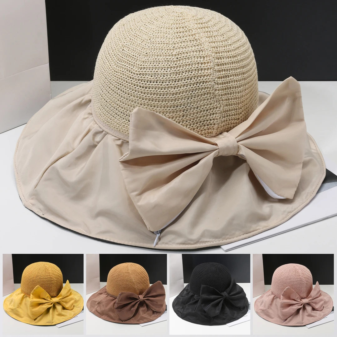 夏季帽子女户外沙滩太阳帽大檐防紫外线渔夫黑胶帽韩版遮脸防晒帽