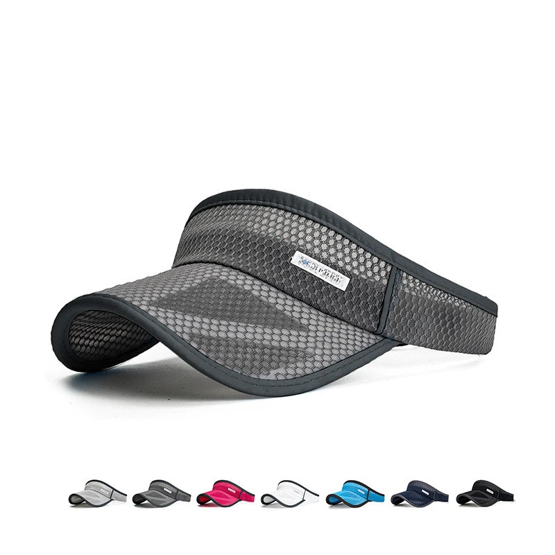 夏季加长檐空顶帽男女士户外运动镂空檐防晒帽圈大檐防晒网纱帽子