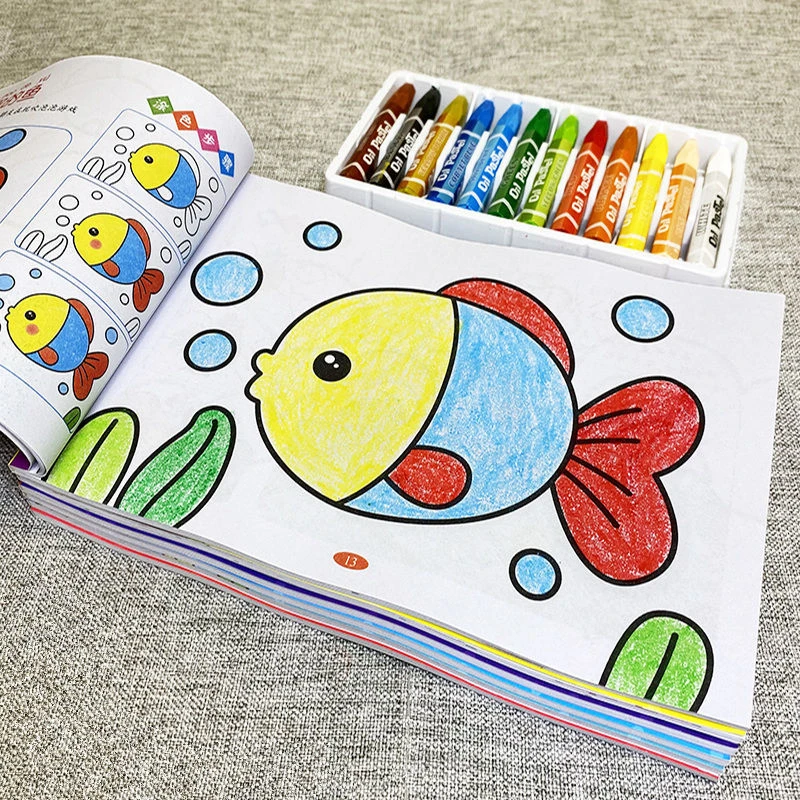 涂色本宝宝画画书启蒙涂鸦填色本图画册幼儿园绘画本儿童有趣线条
