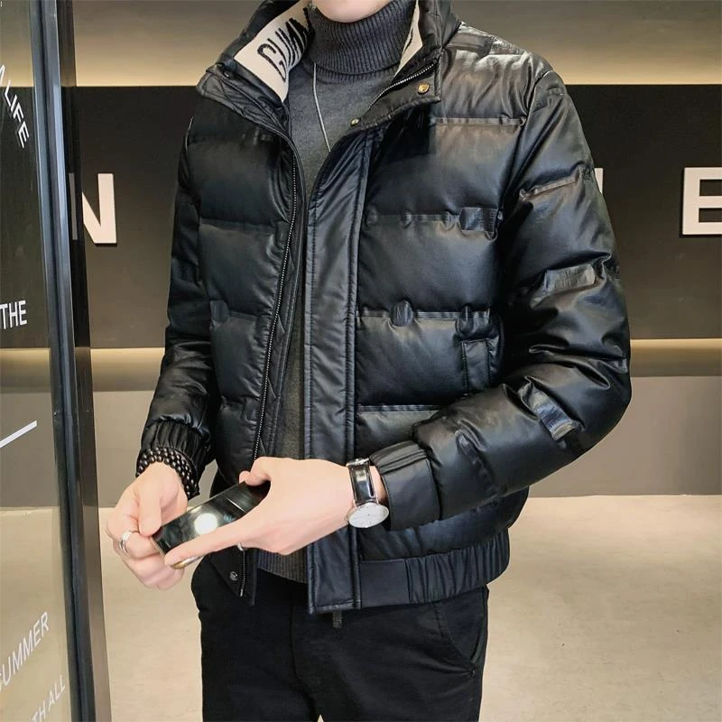 皮羽绒服男潮牌冬装加厚外套男秋冬季潮流帅气轻薄短款2023年新款