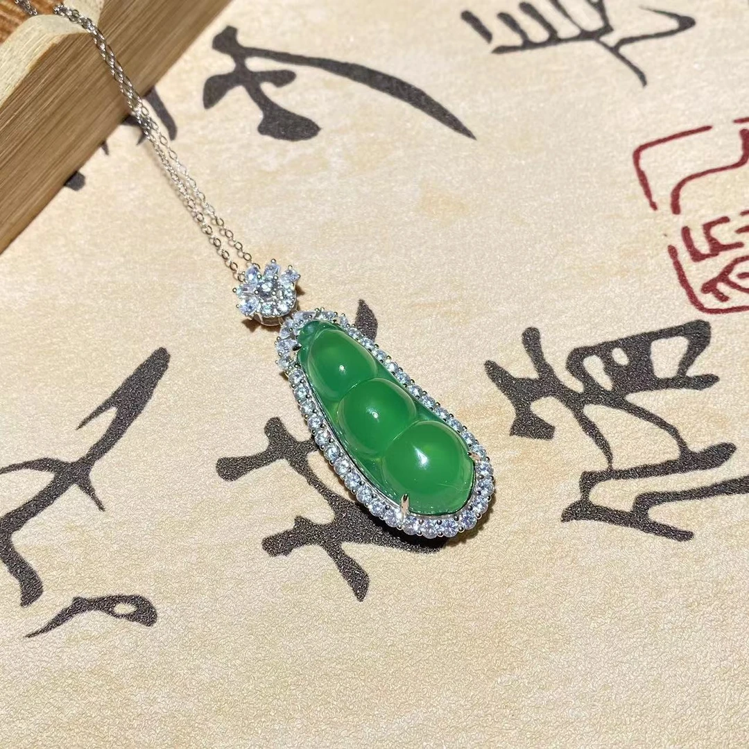 非金属项链 福妙轩」福豆吊坠｜925银镶嵌｜精致气质精美