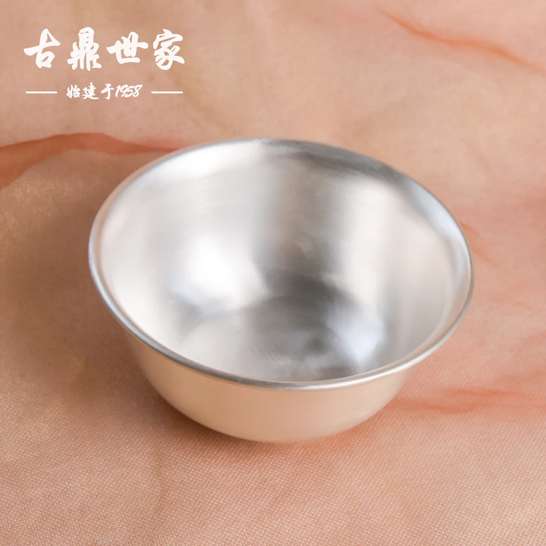 足银银制品 素面银碗手工实心古法素款家用复古光面