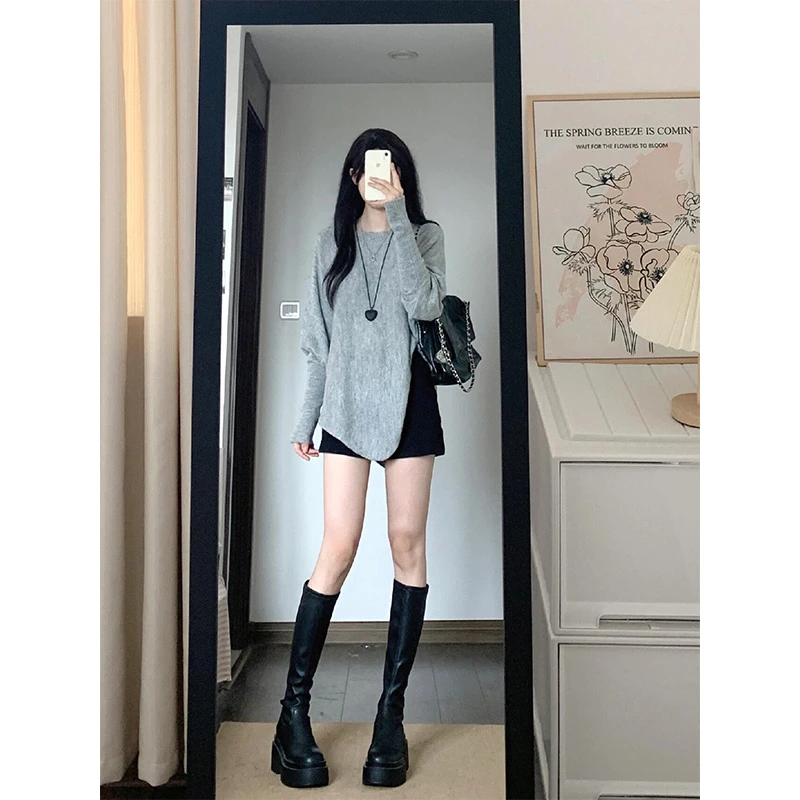 早秋装搭配一整套酷盐系炸街辣妹御姐轻熟风复古毛衣短裤两件套女