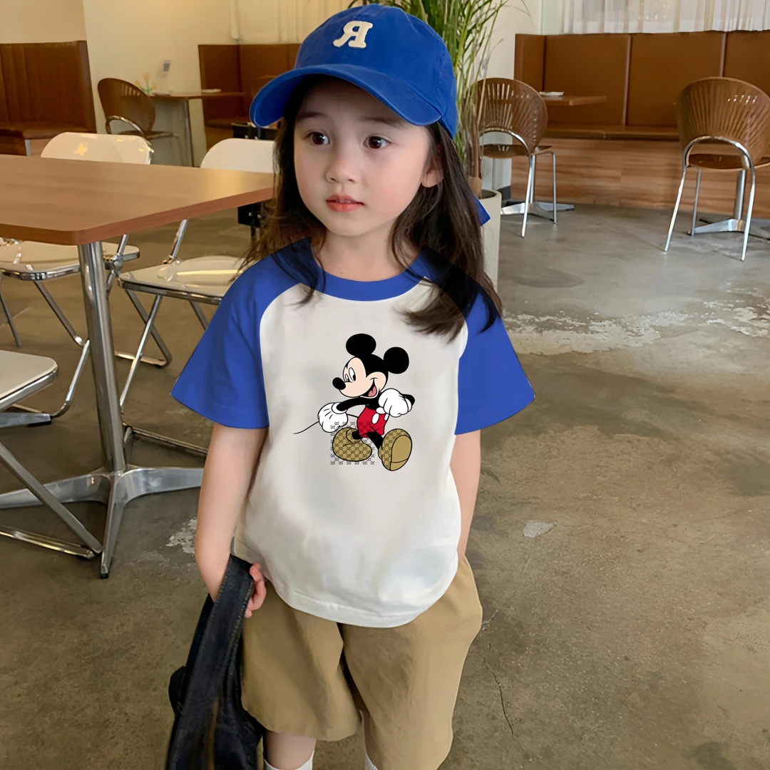 100%儿童洋气纯棉T恤女童上衣男童小女孩打底衫体恤宝宝中大童夏