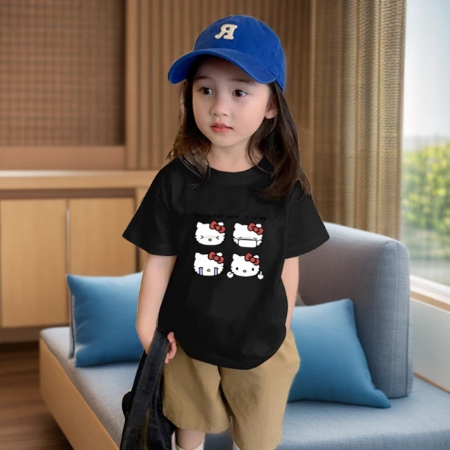 儿童装男女童短袖t恤夏装100纯棉中大童小女孩上衣服4-10-15岁潮