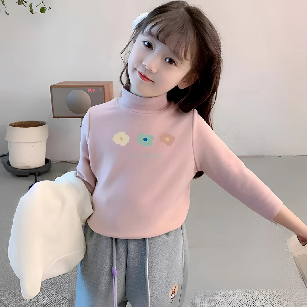 儿童衣服长袖T恤德绒内搭打底衫女童秋冬季宝宝中大童装保暖上衣