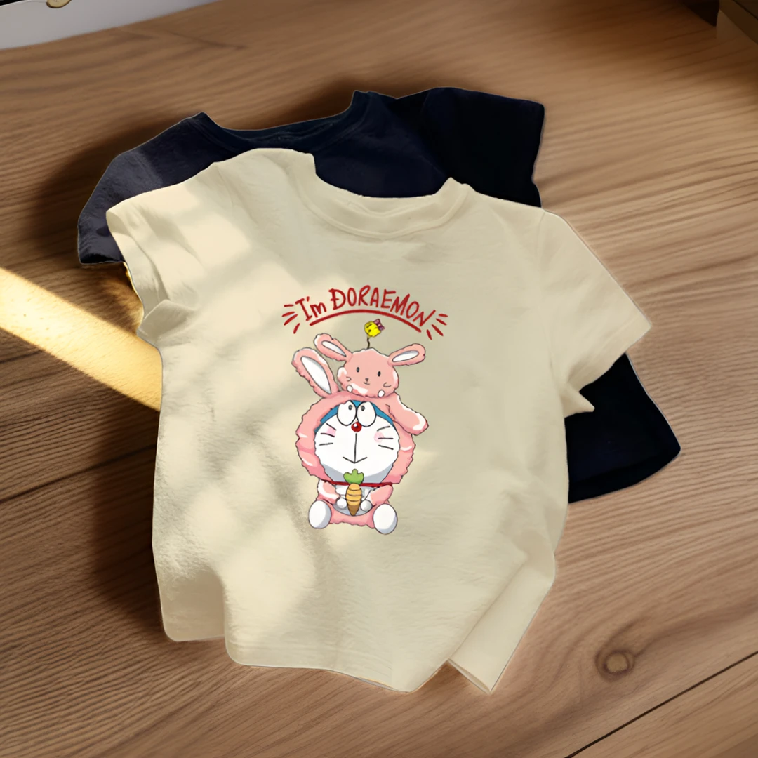 纯棉短袖白T恤男女童装夏中大儿童小女孩卡通猫宽松宝宝半袖上衣