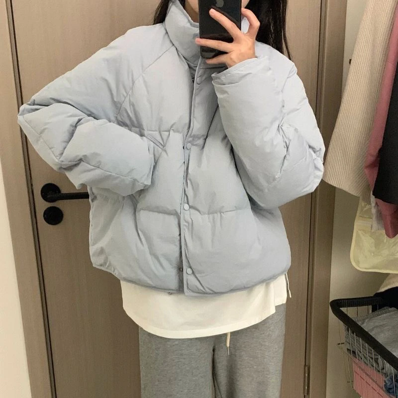 888#小个子外套加厚韩版韩版长袖百搭复古学生棉服秋冬宽松