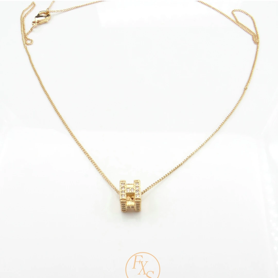 铜合金项链 设计师款小方块满镶项链∽8047（链长40+延长5误差±2cm）