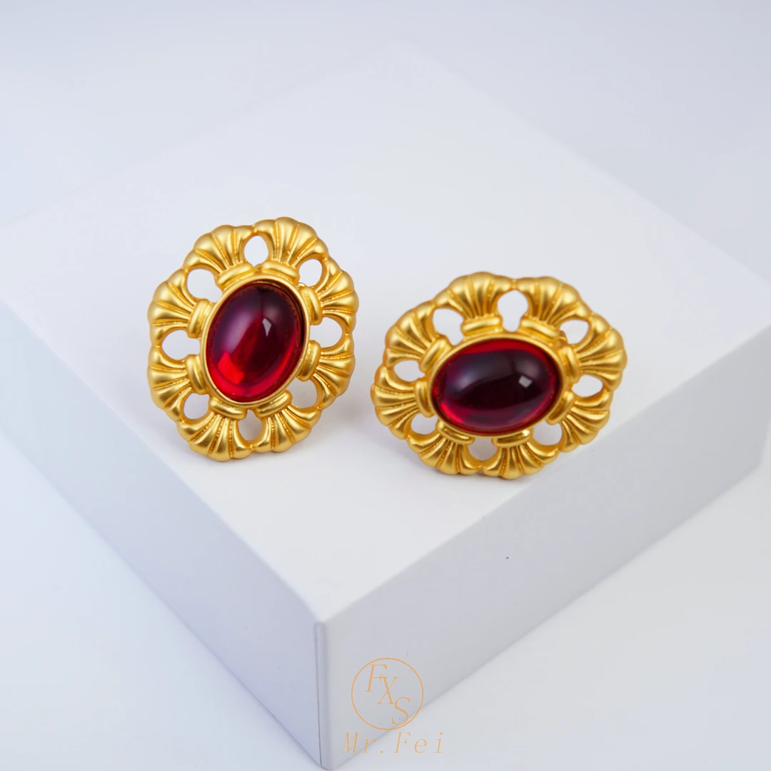 铜合金耳饰 溯源好物复古百搭设计师款耳夹耳饰~9092