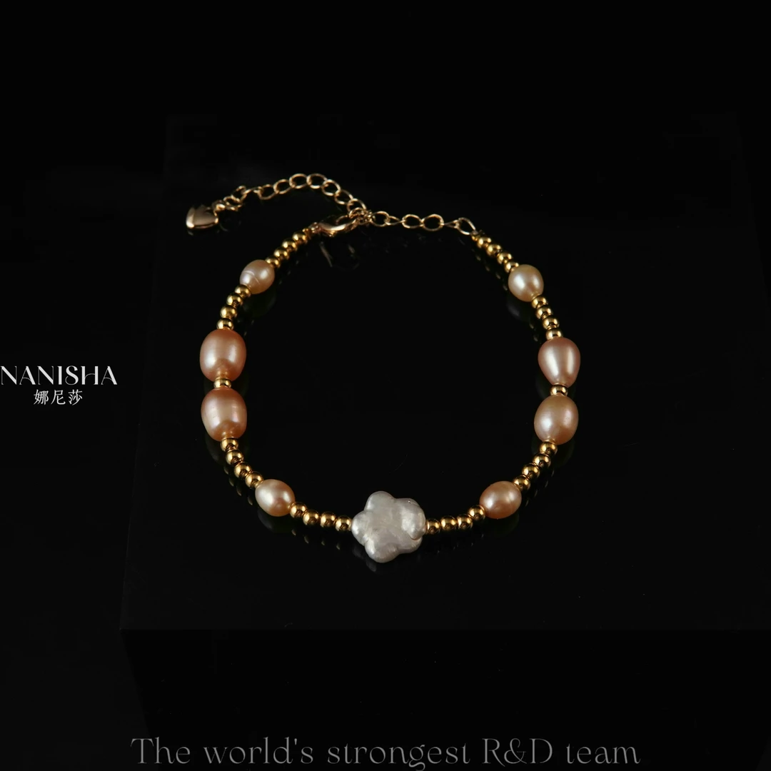 铜合金手链 溯源好物设计师款巴洛克珠珠手链~9017