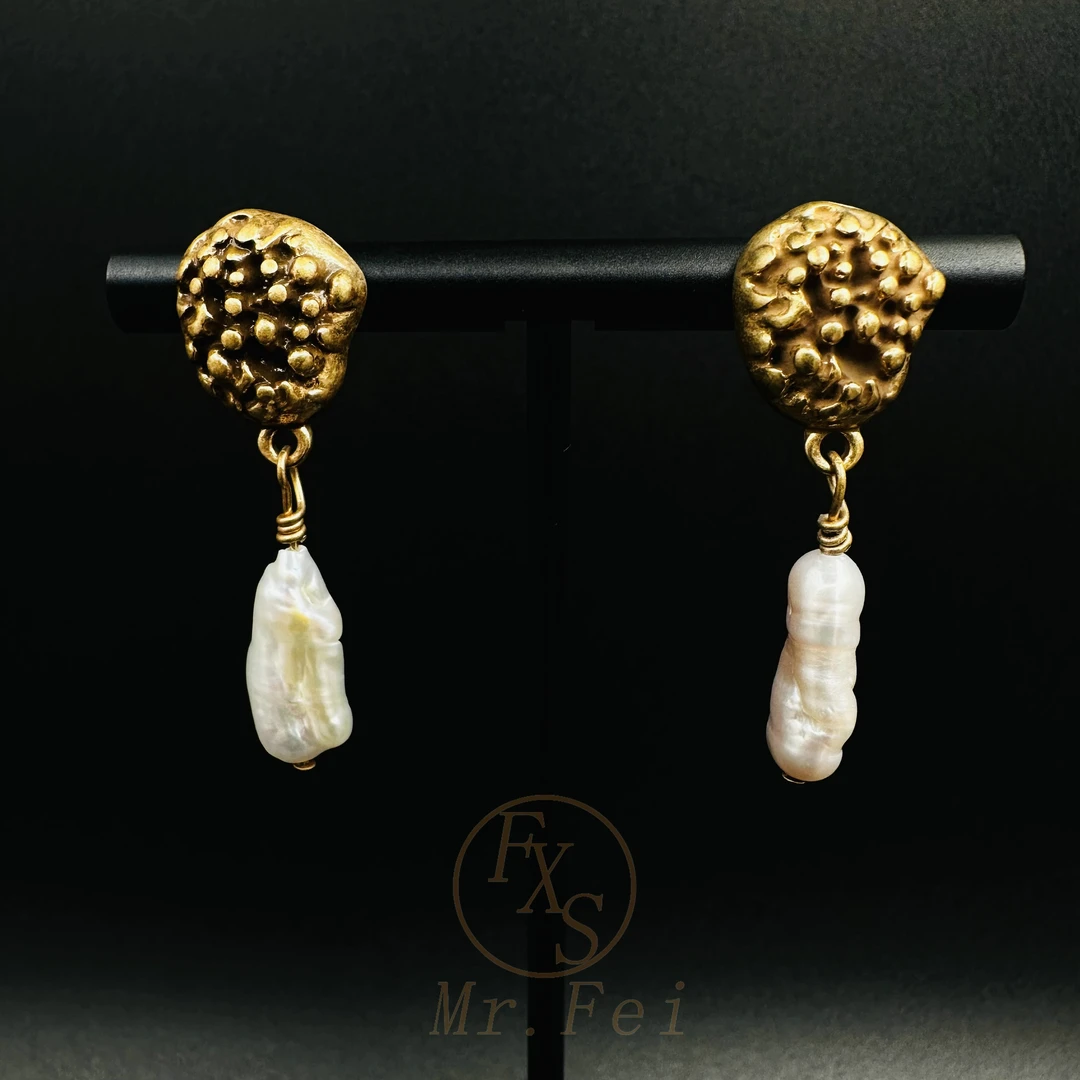 溯源好物Vintage中古巴洛克（精工系列）珠珠耳环-7379