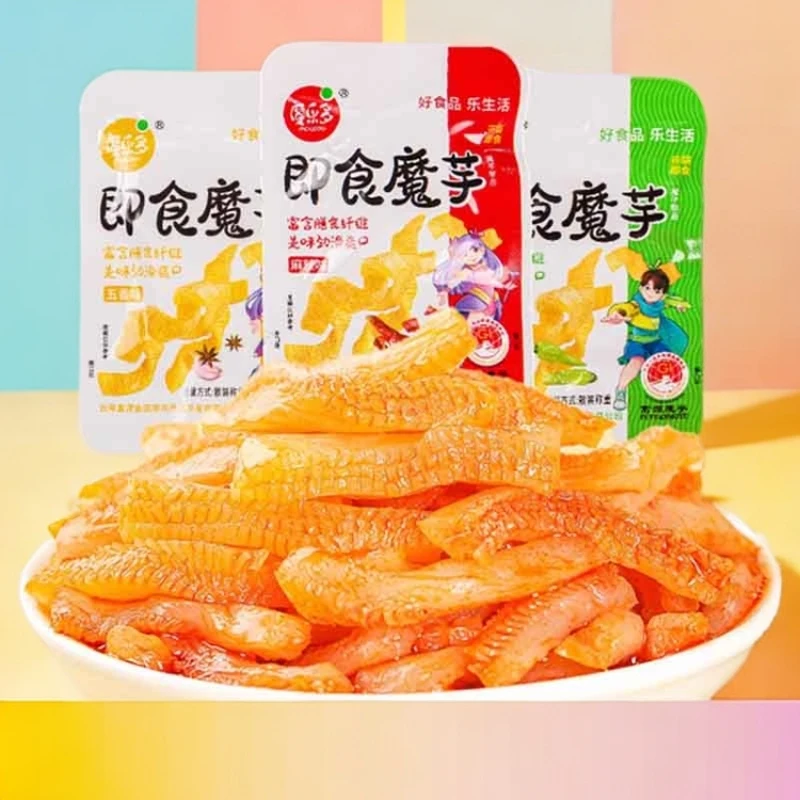 不辣的魔芋爽休闲小吃零食正品麻辣泡椒即食素毛肚五香味魔芋丝