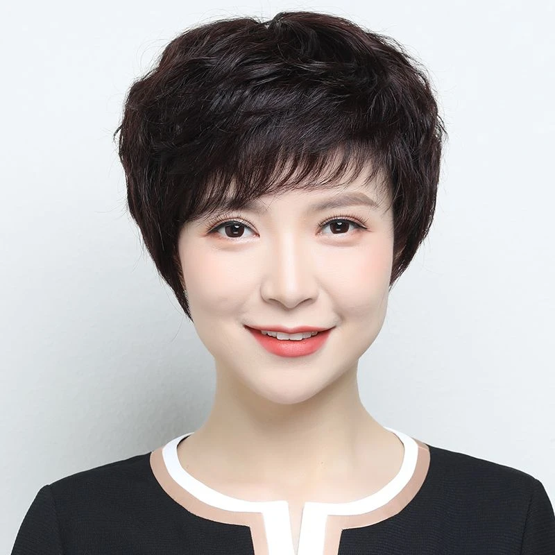 惠丝乐假发短发女真发头套高档全头套中老年妈妈透气自然遮白发