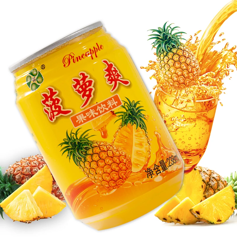 夏日冷藏清爽解渴菠萝爽新鲜果味饮料酸甜可口果香浓郁238ml/罐